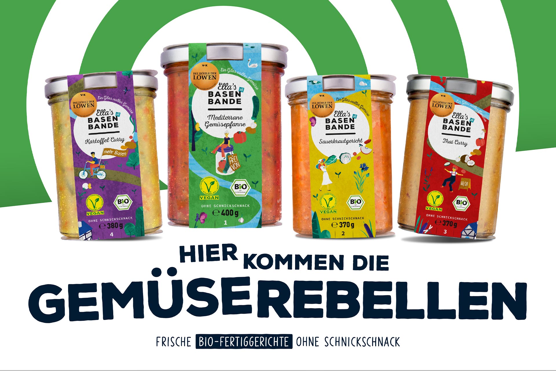 Werbeplakat für Basenbande mit der Headline "Gemüserebellen"