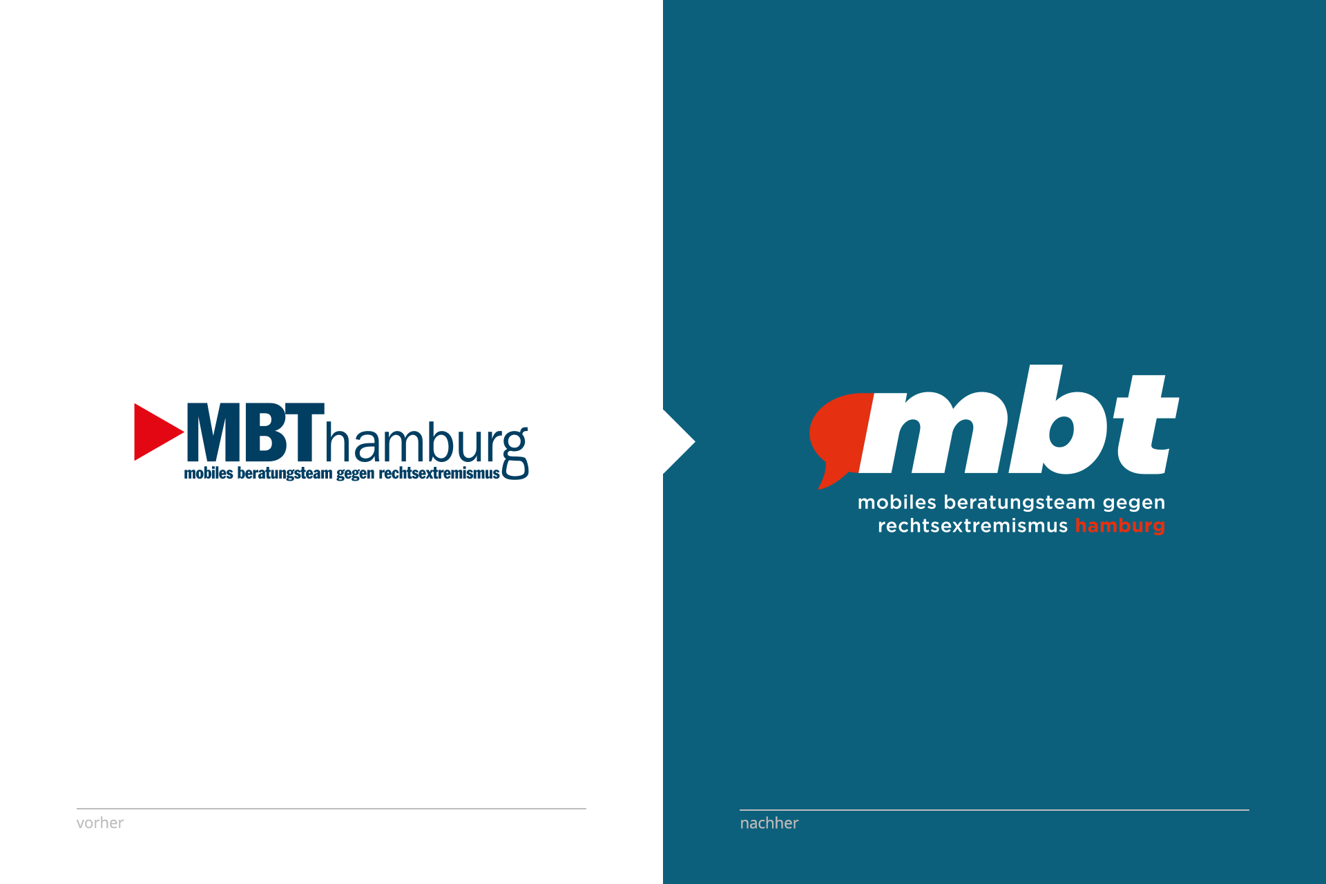 Gegenüberstellung des alten Logos der MBT, sowie der von uns gestaltete Neuentwurf