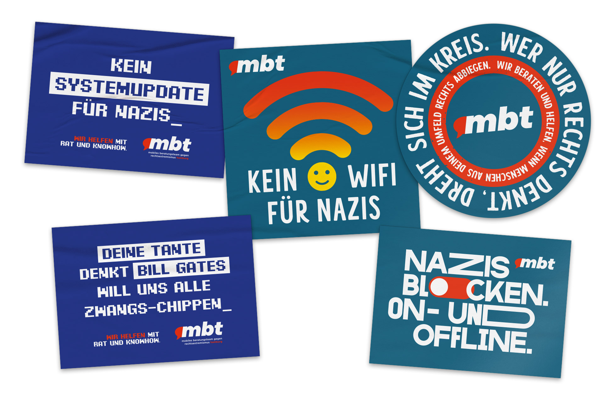 Auswahl an unterschiedlichen Sticker-Designs für die MBT